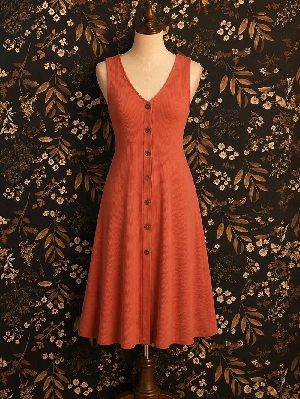 Old Navy Rust-pink Sleeveless Button-Front Midi Dress